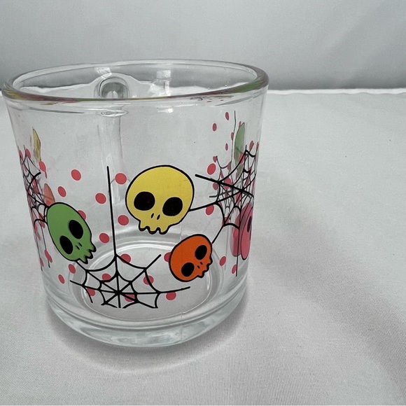 Vintage Halloween glass coffee tea mug skulls Mexico - Picture 3 of 6